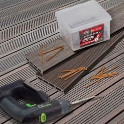 Саморезы для скрытого крепежа террасной доски 4,2x58 мм - набор 400 штук в комплекте с битой Т15. антикоррозийное покрытие WOODWORK