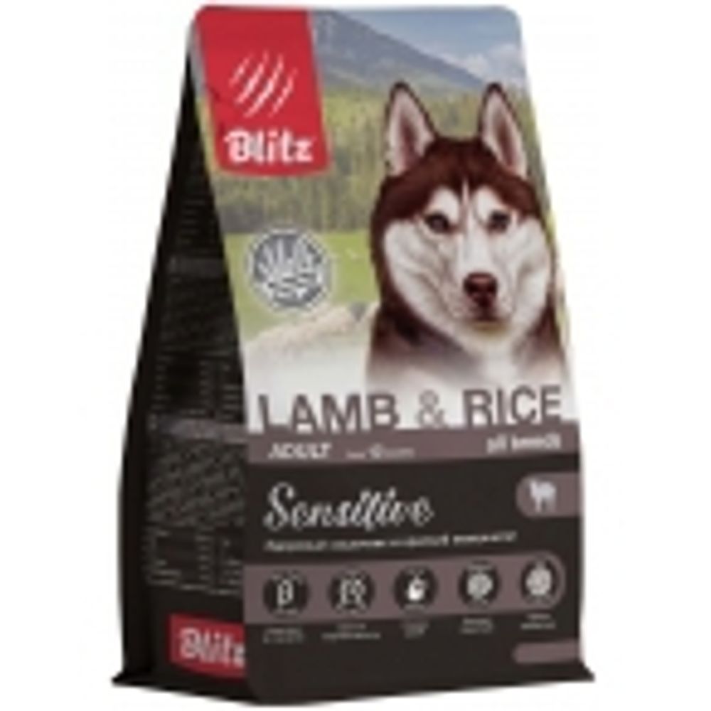 Blitz 1,8кг Sensitive Lamb&amp;Rice Сухой корм для собак Ягненок и рис