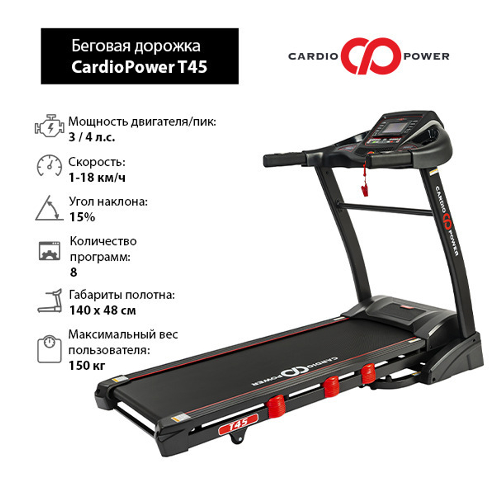 Беговая дорожка CardioPower T45.Кардиотренажер для дома.