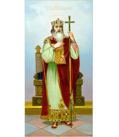 Владимир Великий святой равноапостольный князь. Деревянная икона на левкасе