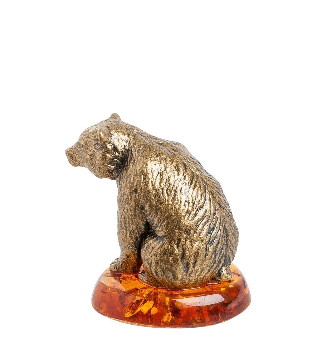 AM- 771 Брошь «Змеи Клевер» (латунь, янтарь)