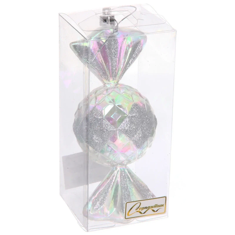 Елочная игрушка «Сладкая конфетка» 6,3*6,3*15 см, Серебро