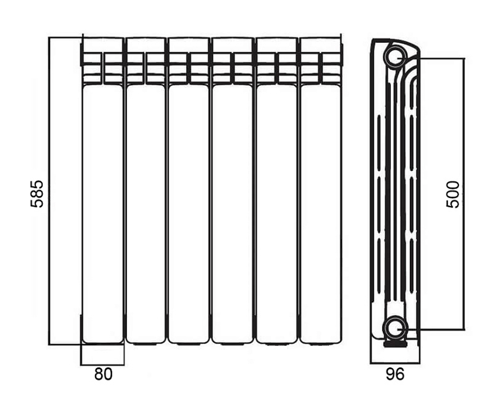 Радиатор алюминиевый AZARIO AL500/100 4 секции, белый (AL500/100/4)