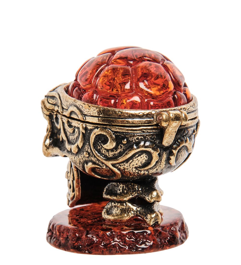 Народные промыслы AM-3269 Шкатулка «Череп» (латунь, янтарь)
