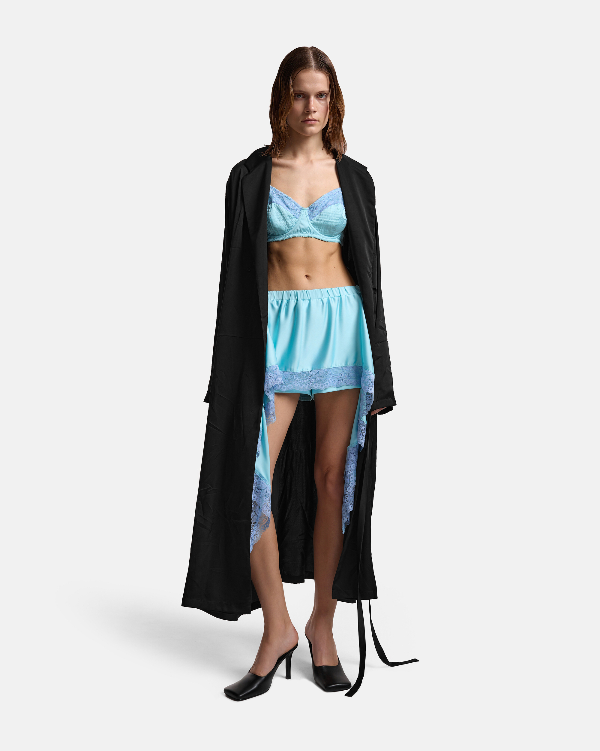 ТРЕНЧ-ХАЛАТ С ЗАМЯТОСТЯМИ ИЗ САТИНА