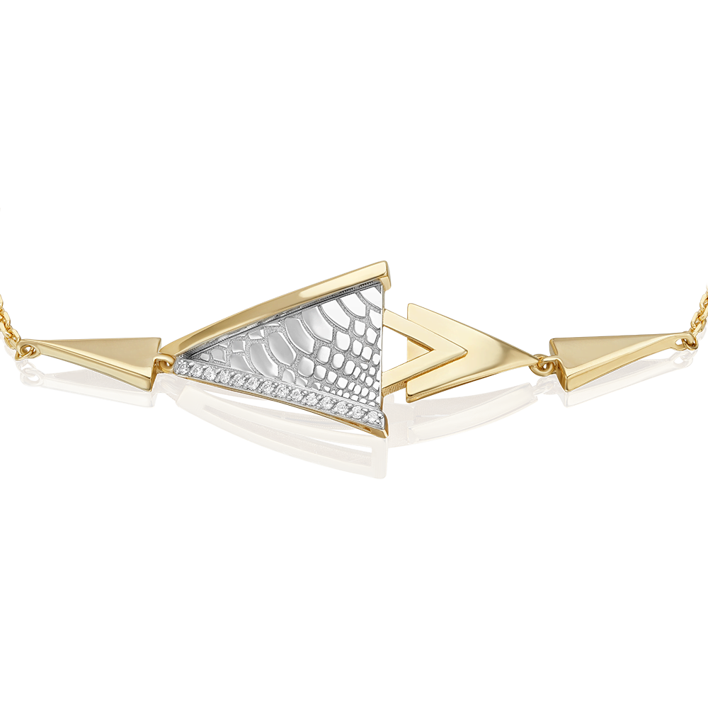 Браслет с принтом «Питон» из лимонного золота c фианитами Артикул: 05-0802-00-401-1121