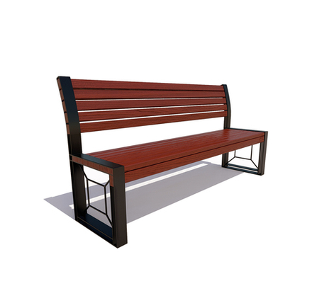Скамейка стальная "Бавария" лиственница 2,0м, без подлокотников, махагон