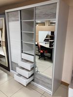 Шкаф-купе 3-х ств.с 1 зеркалом Пальмира Выбеленное дерево/артвуд темный