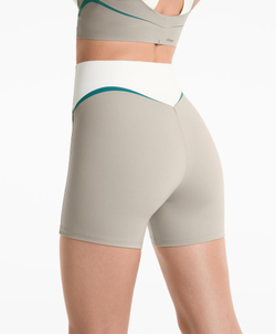 OYSHO Компрессионные шорты с высокой посадкой и утягивающим лифом 10 см, серо-бежевый