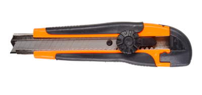 Нож с выдвижным лезвием 18 мм, двухкомпонентный корпус, металлическая направляющая, винтовой фиксатор, Вихрь