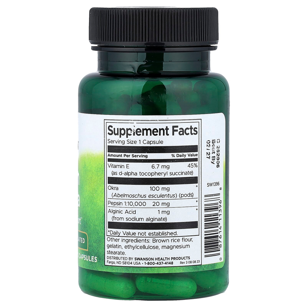 Swanson, Пепсин и бамия, 90 капсул