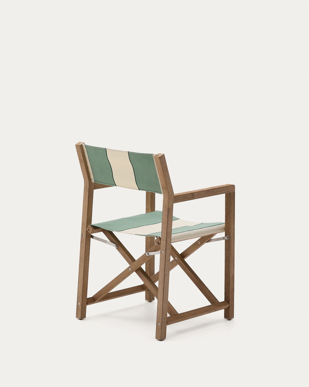 Уличный cкладной стул Vilara в зелёно-бежевую полоску из акации