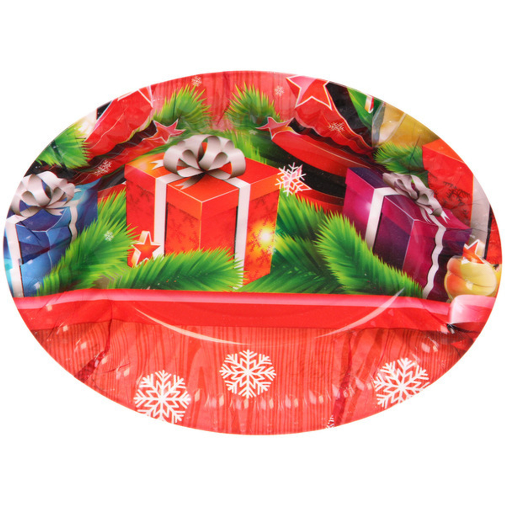 Поднос пластиковый «Новогодние подарки» 19*25см
