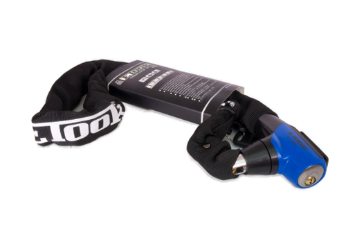 Замок велосипедный ETOOK цепь, с ключами, 1000мм, толщина звена 7мм, уровень защиты 4, в тканевой оплётке, синий (20)