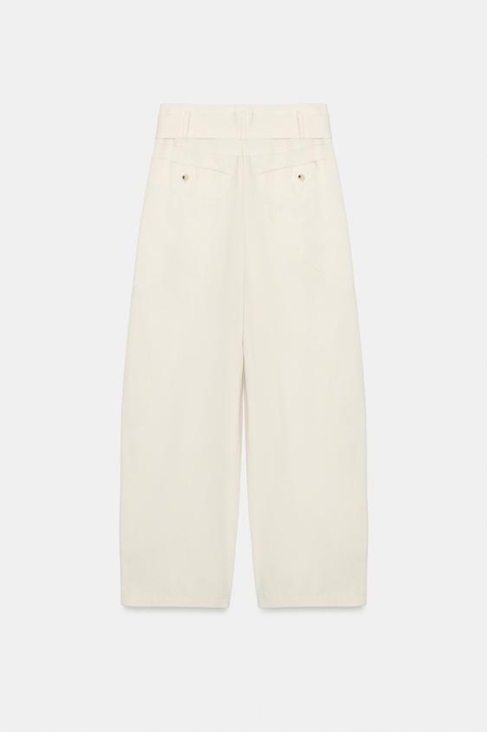 ZARA БРЮКИ BAGGY С ПОЯСОМ, ЭКРЮ