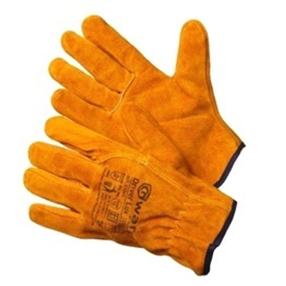 Перчатки спилковые Оранжевые,   в/с  /раз.10(XL) Gward Driver Lux