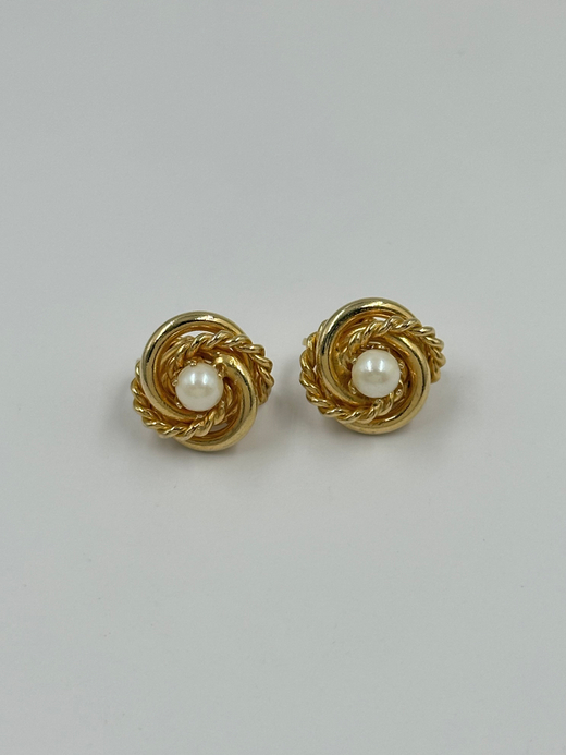 Клипсы Узелки с «жемчугом»