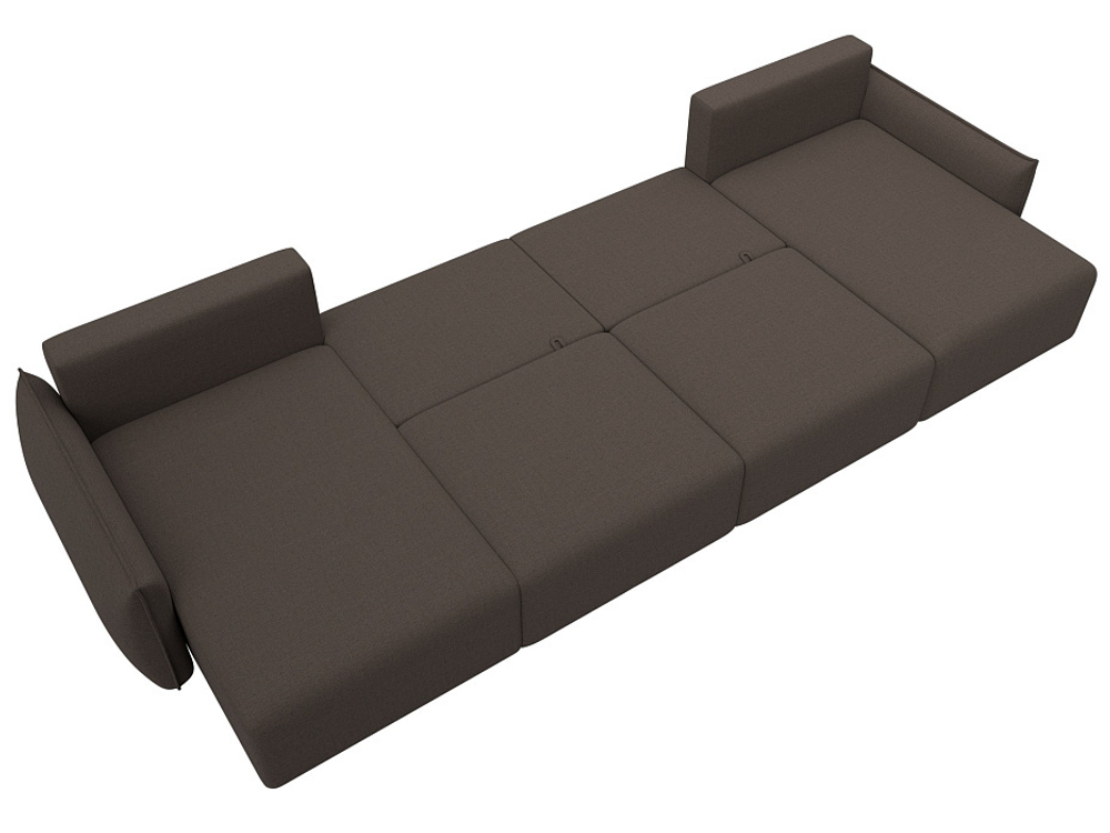 Диван П-образный Лига-051 НПБ Лонг РОГОЖКА Амур 05 коричневый