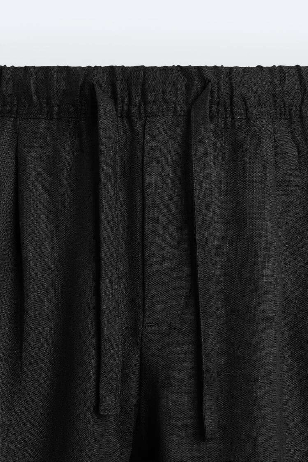 ZARA БРЮКИ-ДЖОГГЕРЫ ИЗ 100% ЛЬНА, ЧЕРНЫЙ