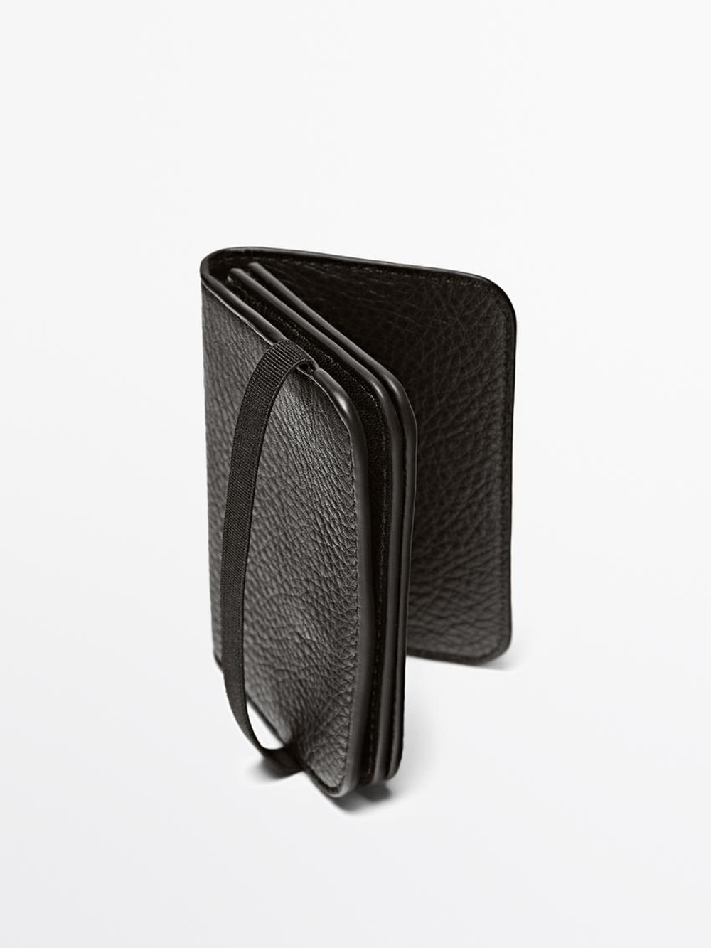 Massimo Dutti Кардхолдер из кожи наппа с клапаном, коричневый