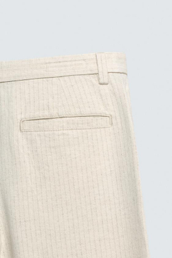 ZARA БРЮКИ ЧИНОС RELAXED FIT В ТОНКУЮ ПОЛОСКУ, ЭКРЮ