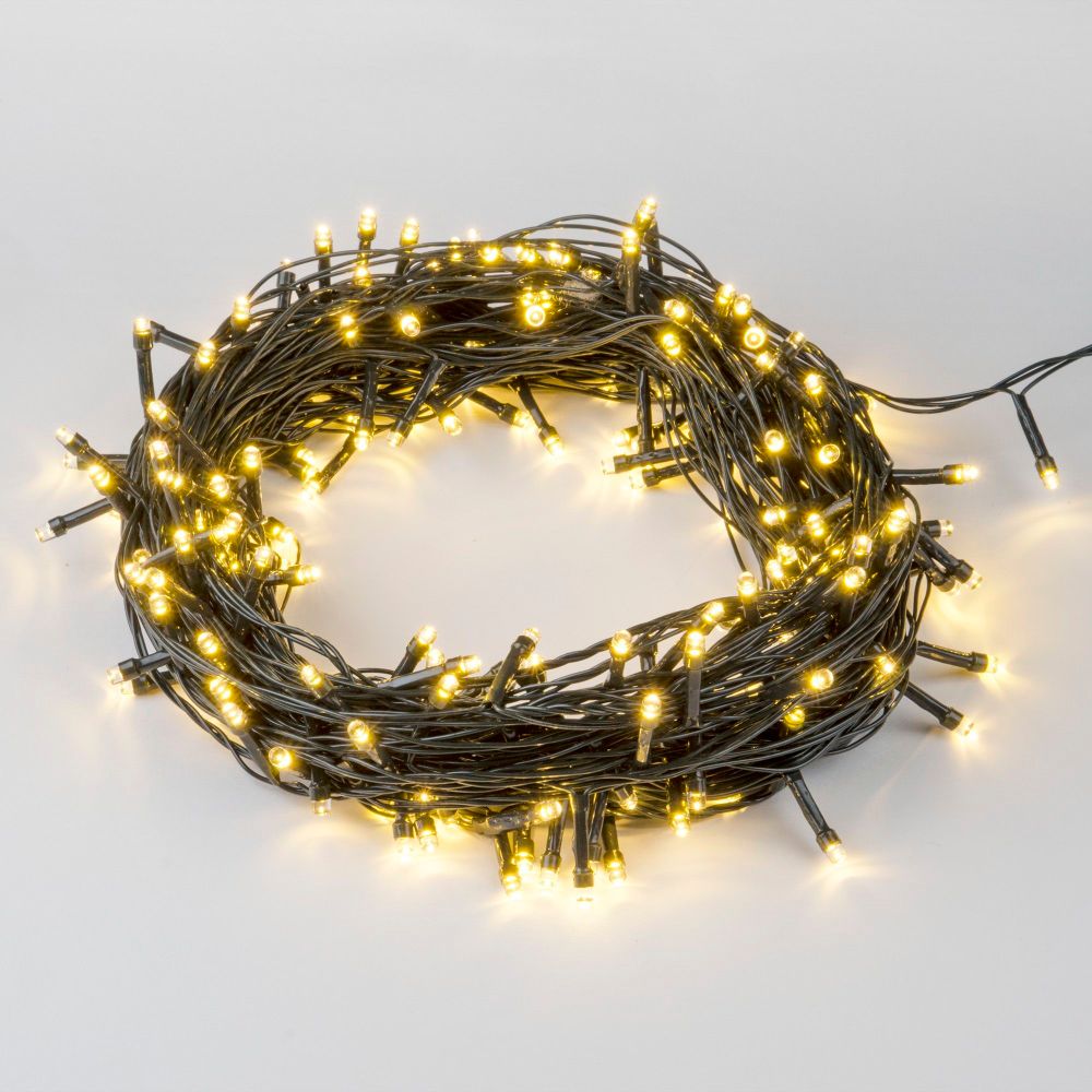 ULD-S3000-300-DGA WARM WHITE IP20 Гирлянда светодиодная. 30м. 300 светодиодов. Теплый белый свет. Провод зеленый. ТМ Uniel