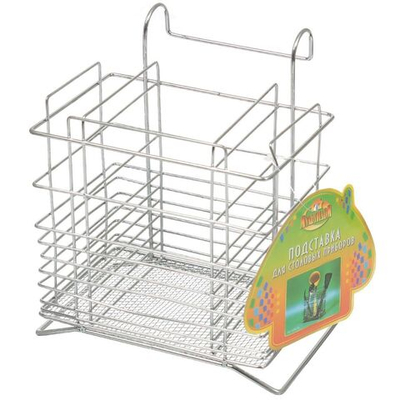 Подставка для столовых приборов, мет-л, квадр, хром, Мультидом, AN52-36