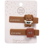 Зажимы для волос детские 2шт «ВКУСНАЯ МИЛКА», шоколадка и мишка, цвет молочный/шоколадный, 1,5*7см