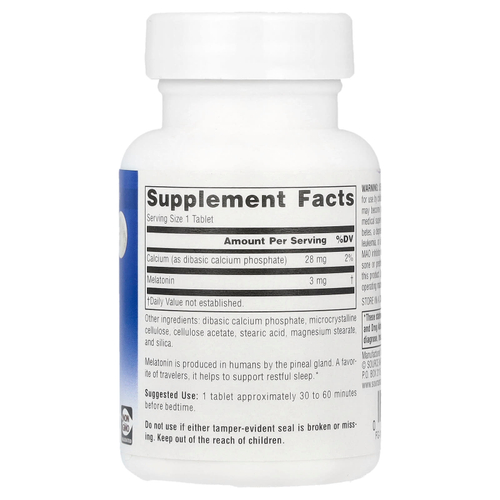 Source Naturals, Мелатонин с замедленным высвобождением, 3 мг, 60 таблеток