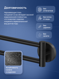 Держатель для полотенец STWORKI Киркенес S45360BK матовый черный