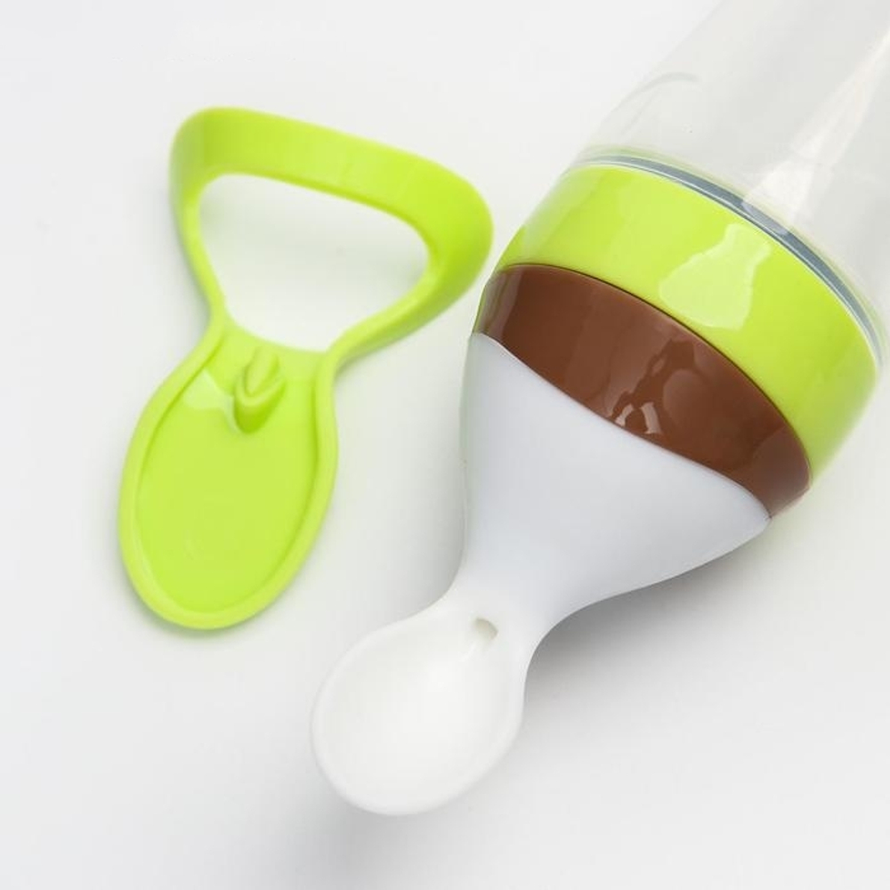 4780649 Бутылочка для кормления, силиконовая, с ложкой, 90 мл, цвет зеленый