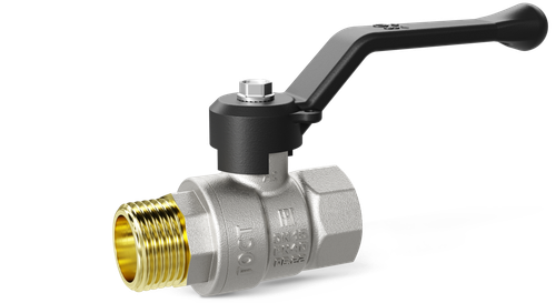 Кран шаровой латунный никелированный внутренняя/наружная резьба рычаг, LD Pride