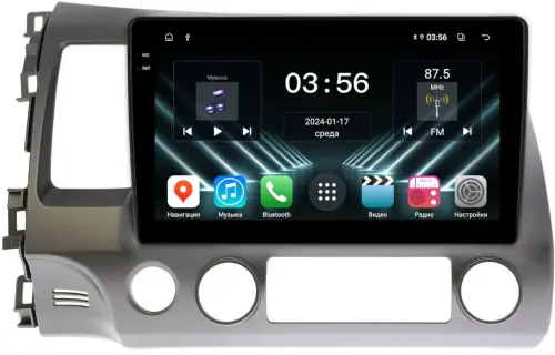 Магнитола для Honda Civic 8 4d 2005-2012 (левый руль) - FarCar S280 монитор 10.36" IPS на Android 13, CarPlay