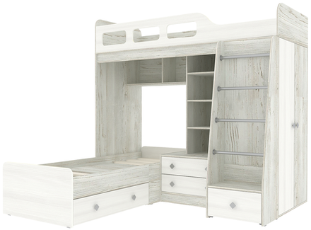 Двухъярусная кровать КарИВи Астра 4 Винтерберг Белое Дерево