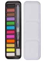 Акварель 12 цв., губка+кисть+резервуар для воды в металлической коробке (QREDO)