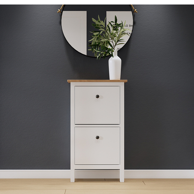 Обувница 2 ящика Хемнэс/Кымор, 59х22х101см, белый/светло-коричневый