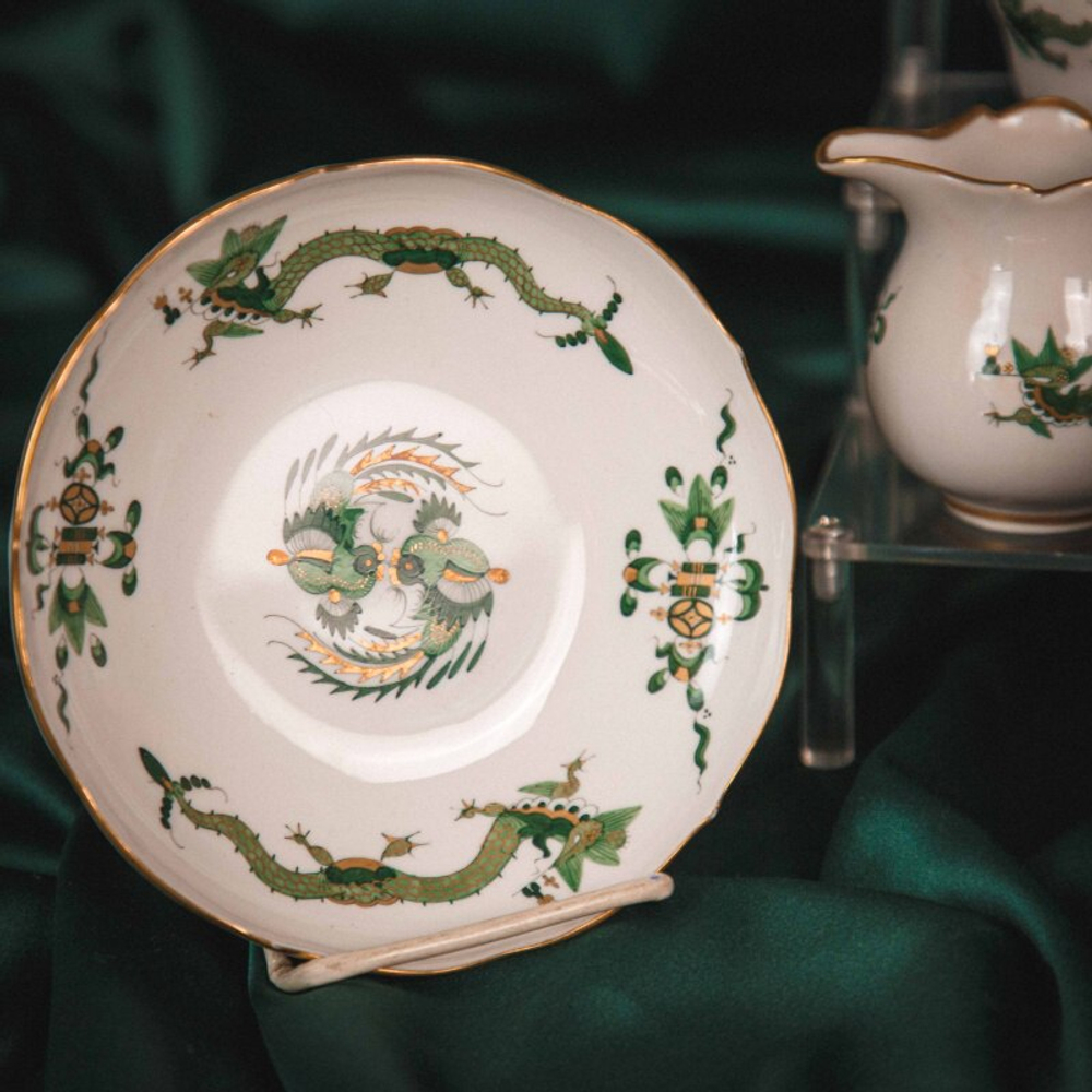 Кофейный сервиз на 6 персон «Зеленый дракон и феникс»