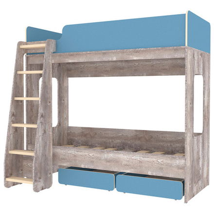 Двухъярусная кровать КарИВи Л-Д601.2 с ящиками 75x175 Бетон Светло-синий, голубой
