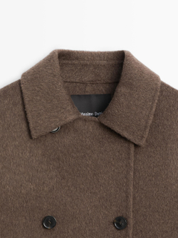 Massimo Dutti Двубортное пальто из смесовой шерсти, коричневый