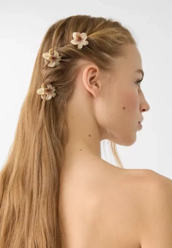 STRADIVARIUS Набор из 6 мини-заколок для волос в виде цветов, экрю