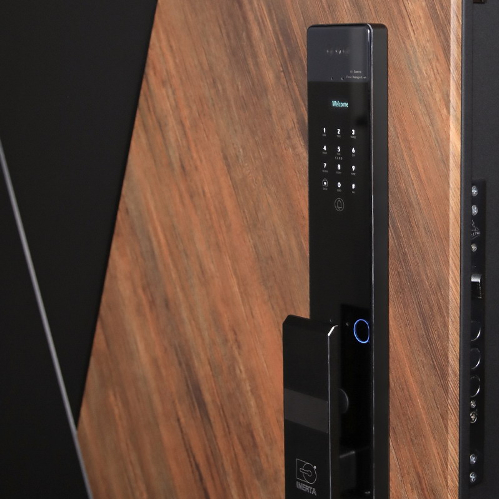 Стальная дверь "Plata" с зеркалом (биометрический замок Y23)