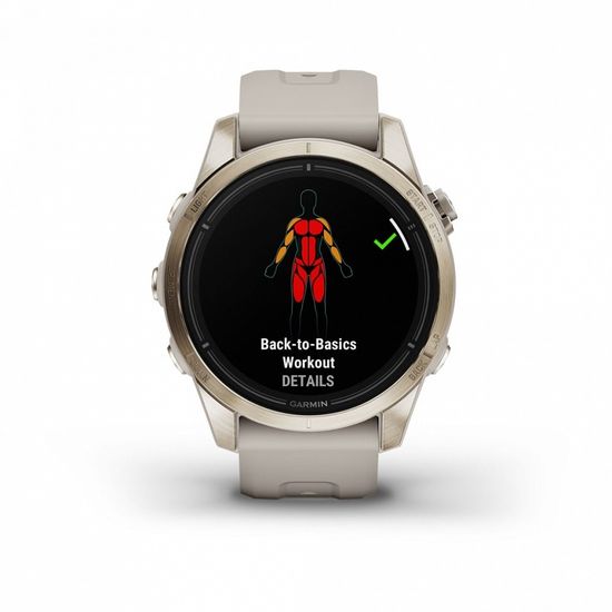 Умные часы Garmin Epix Pro (Gen 2) Sapphire Edition 42 мм, золотистый корпус со светло-песочным ремешком