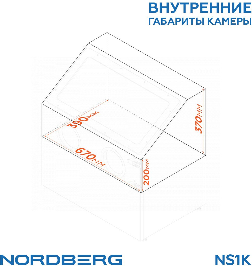 NORDBERG Камера пескоструйная NS1K настольная, боковая загрузка 110 л
