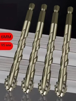 Сверло высокой твердости универсальное 6мм 4-х лопастное мрамор бетон металл стекло дерево