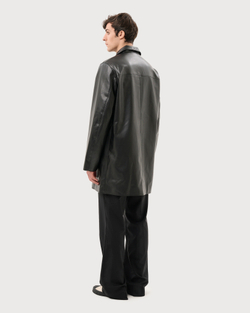 UNDERCOVER ПАЛЬТО ИЗ СИНТЕТИЧЕСКОЙ КОЖИ ЧЕРНОЕ