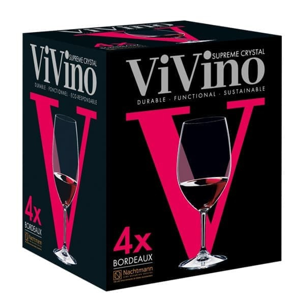 Набор из 4-х бокалов для красного вина (Bordeaux ), Vivino, объем: 610 мл, h=217 мм, d=95 мм, бессвинцовый хрусталь, 103738, Nachtmann