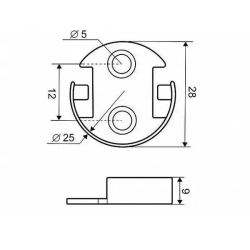 Штангодержатель для круглой штанги 25 мм (с защелкой) - 2 шт