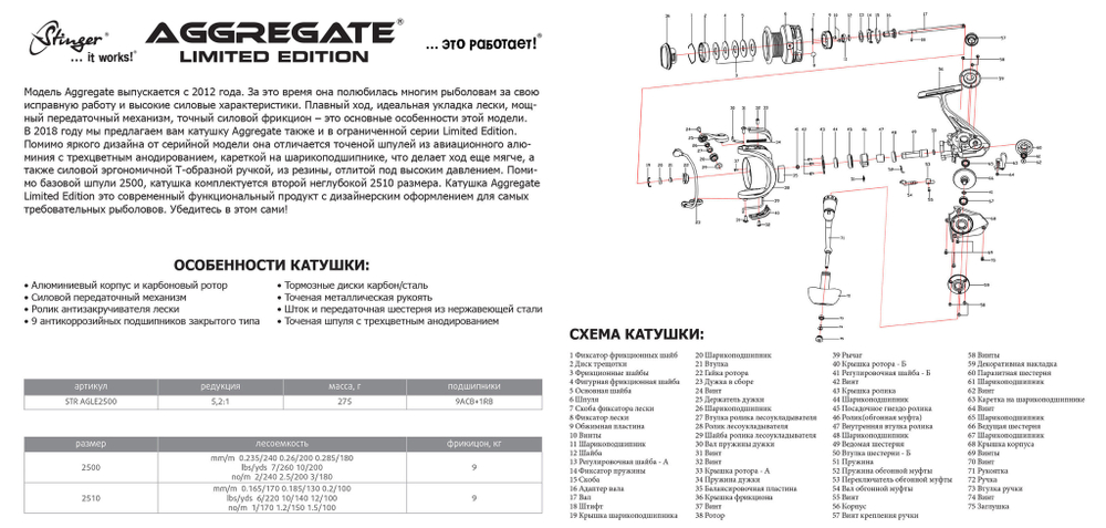 Катушка для рыбалки безынерционная Stinger Aggregate Limited Edition 2500
