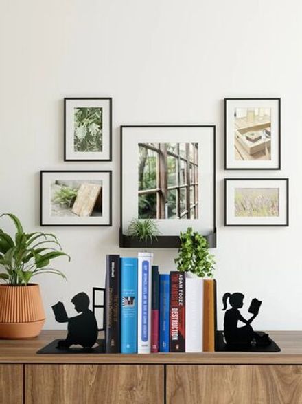 Книгодержатель, подставка для книги "Девочка и мальчик с книгой" 12х15 см., в комплекте 2 шт