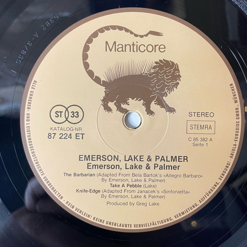 Винтажная виниловая пластинка LP Emerson Lake and Palmer (Germany 1983) The Barbarian